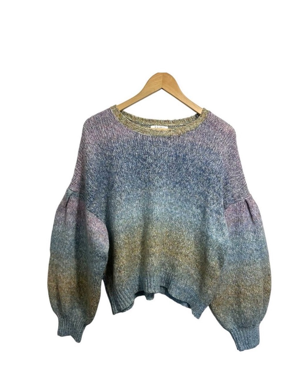 Z Supply Kersa Ombre Multicolor Rainbow Balloon Sleeves Sweater, L